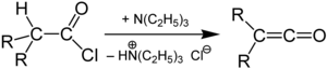 Umsetzung von Acetylchlorid mit Triethylamin