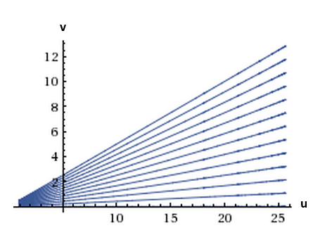 Phasenportrait für das System linearer Differentialgleichungen mit 12 verschiedenen Anfangswerten.