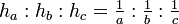 h_a:h_b:h_c=\tfrac{1}{a}:\tfrac{1}{b}:\tfrac{1}{c}