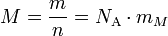 M = {m \over n} = N_\mathrm{A} \cdot m_M